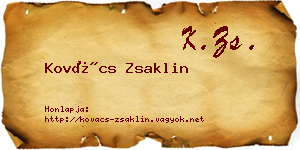Kovács Zsaklin névjegykártya