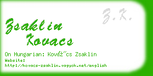 zsaklin kovacs business card